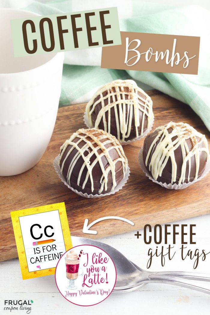 Mocha Coffee Bombs Gift Idea with printable coffee gift tags