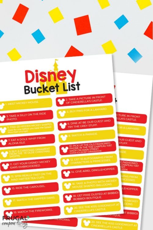 Disney Bucket List Printable PDF | What To Do At Disney World