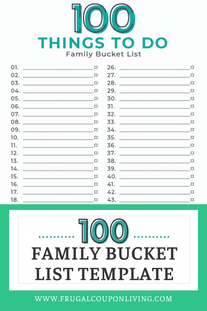 Bucket List Printable PDF Template