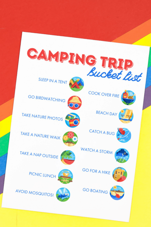 Camping Bucket List Printable + Seasonal Family Bucket List Ideas