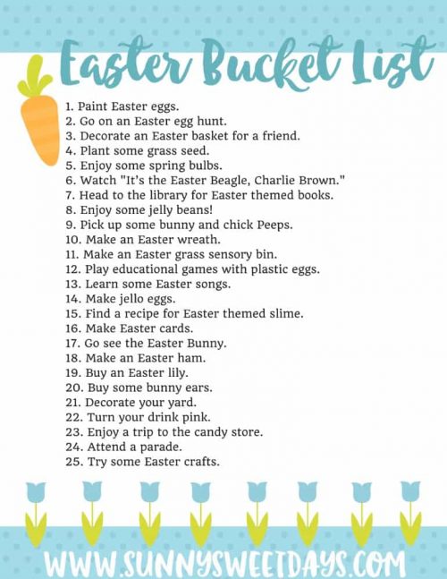 Easter Bucket List Printables + Year Round Buck List Ideas