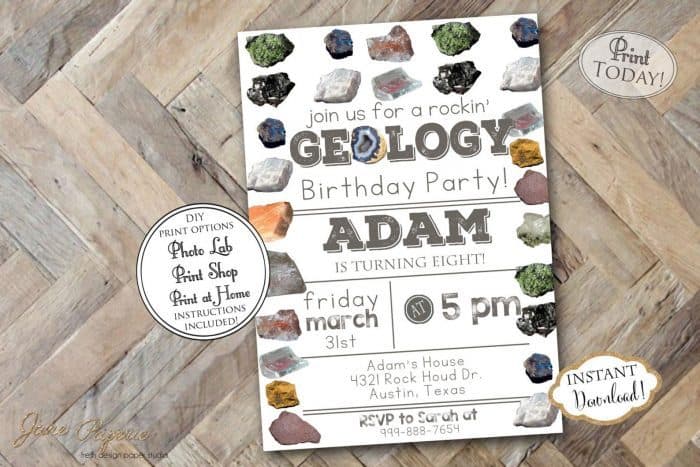 Rock Party Invitations + Rocking Geology Party Ideas