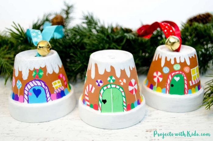 Gingerbread House Ornaments + Christmas Clay Pot Crafts