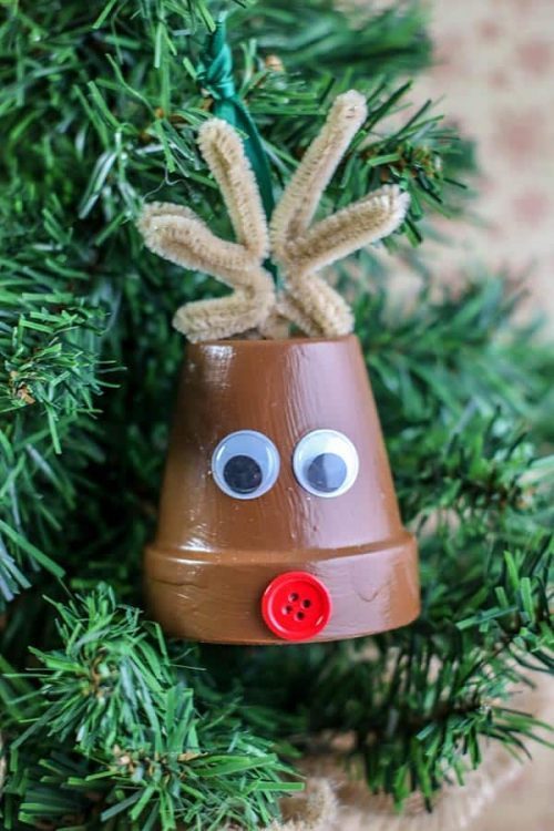 Rudolph Ornament + Christmas Clay Pot Crafts