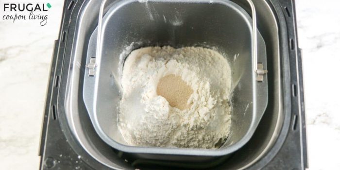 Bread ingredients in machine