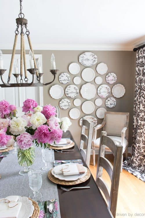 Decorative Plate Wall in the Dining Room & Dish Gallery Wall Ideas