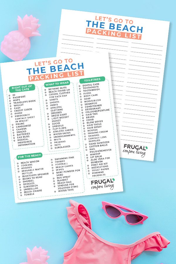 Family Beach Vacation Packing Lists Printable Editable (9