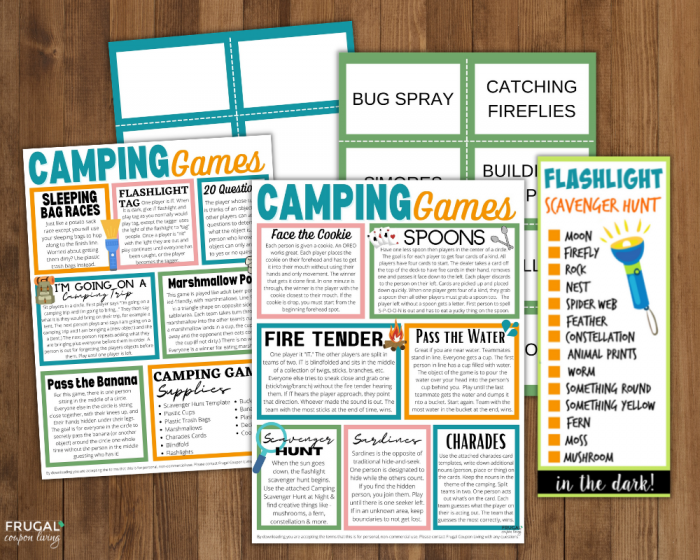 Fun Camping Games printable with Instructions and Supply List