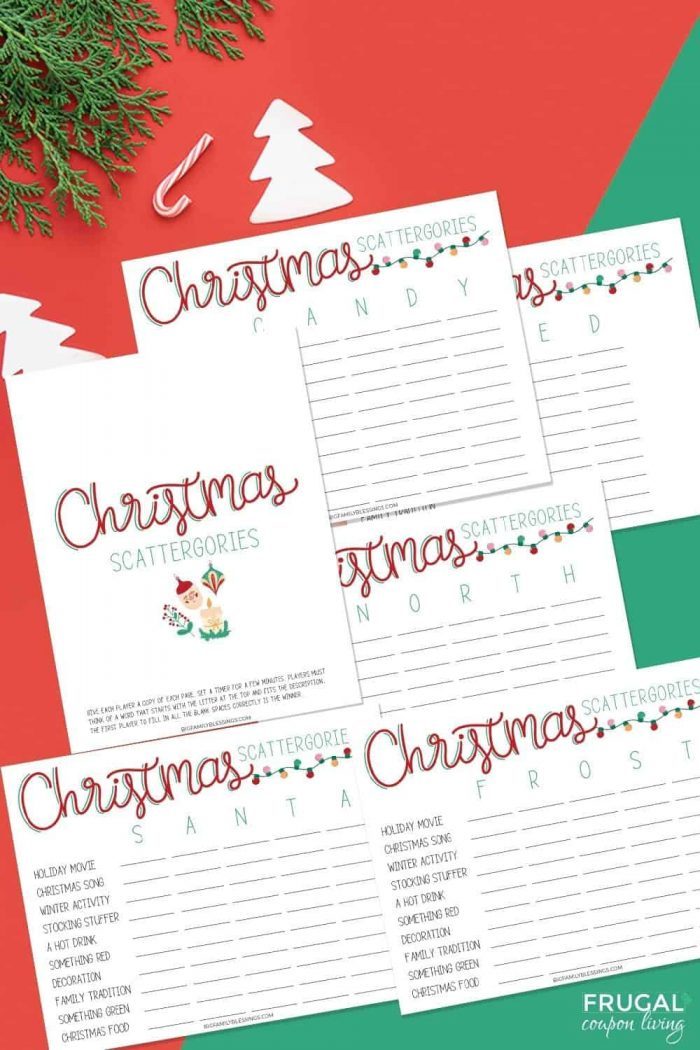 christmas scattergories printable