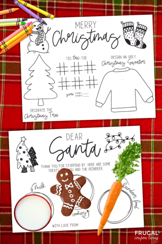 christmas activity placemats printable with food