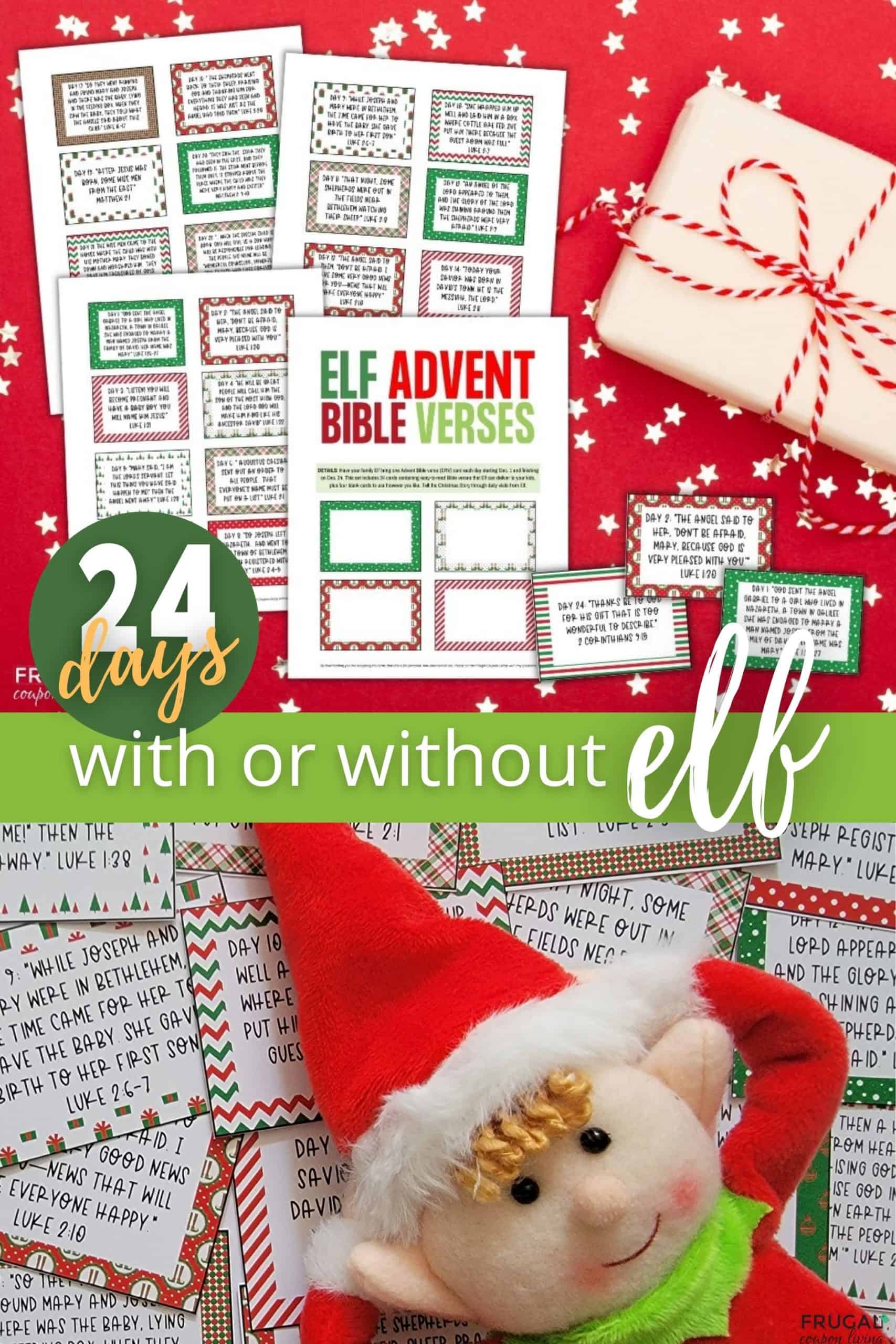 24 Christmas Bible Verses for Kids - Elf Printable Advent Calendar