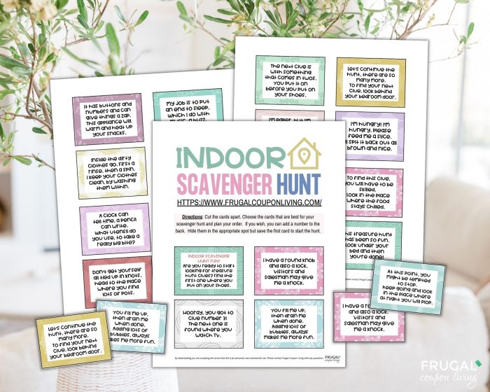 printable indoor scavenger hunt clues