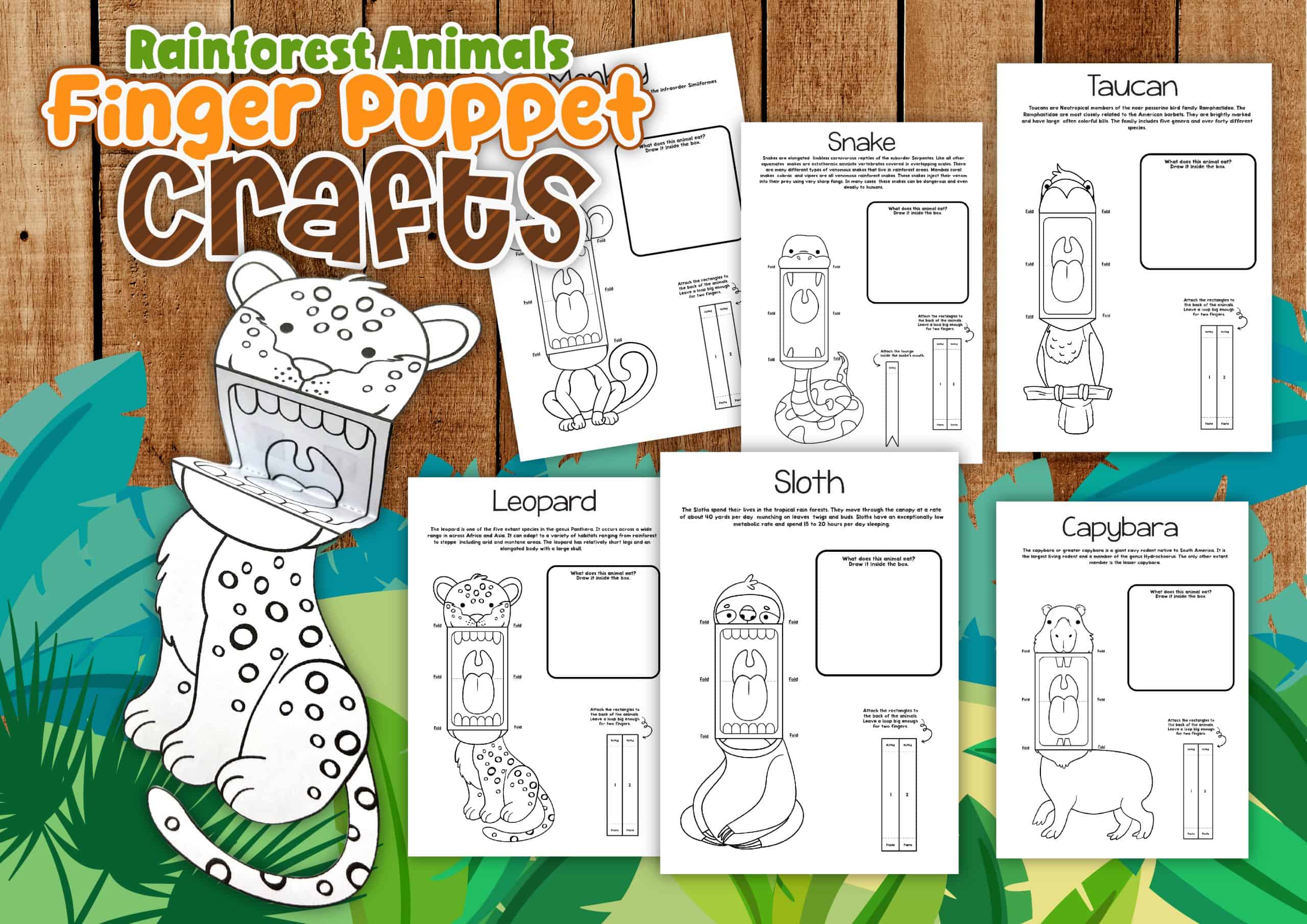 animal finger puppets free printable