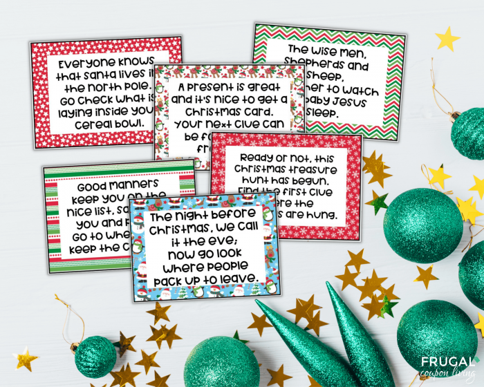 printable christmas scavenger hunt clues cards