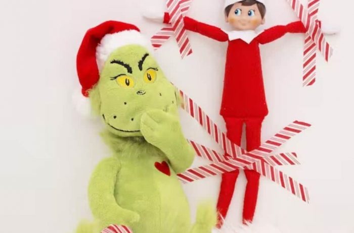 naughty grinch captured elf on the shelf