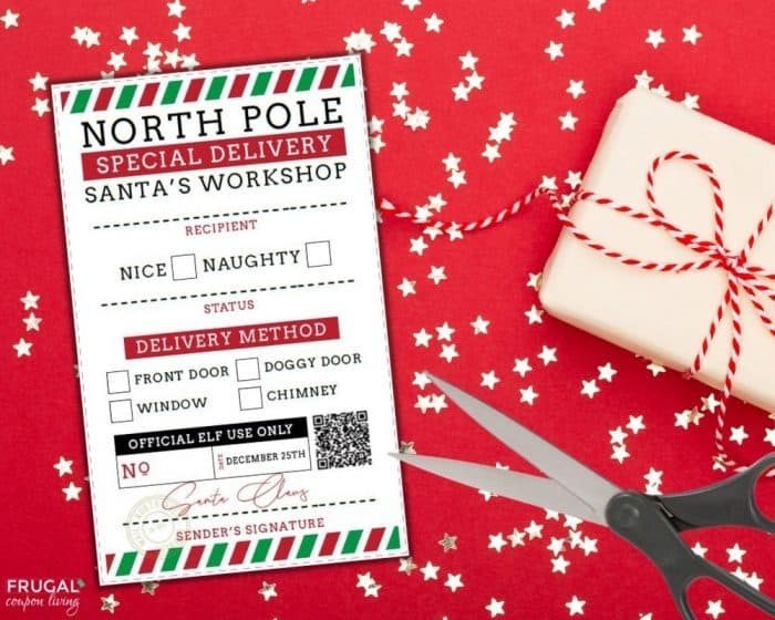 free printable north pole shipping label