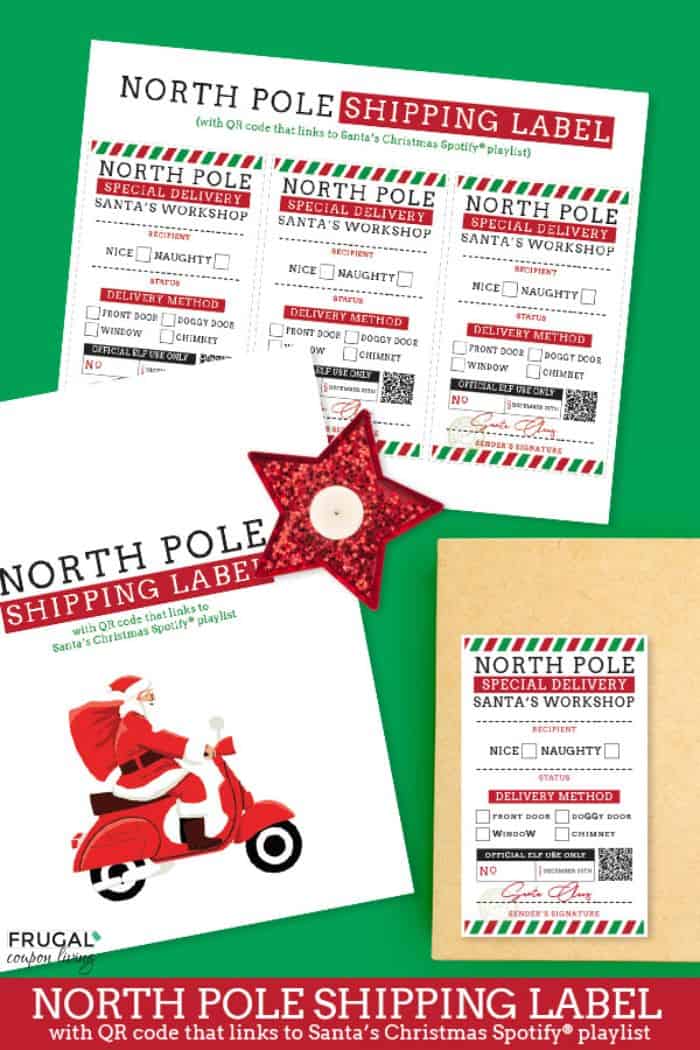 north pole shipping label free printable