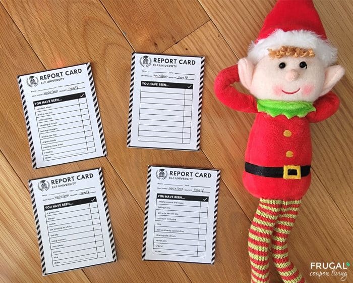 elf report cards behavior notes printable