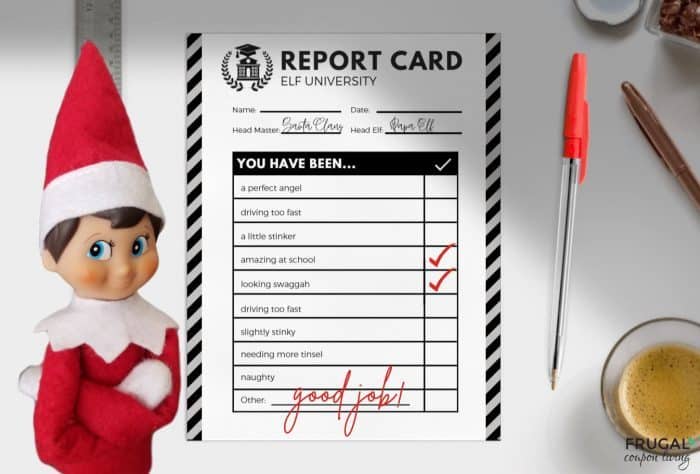 printable elf on the shelf report card for good behavior