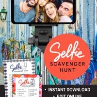 Selfie Photo Scavenger Hunt Printable and Editable Template