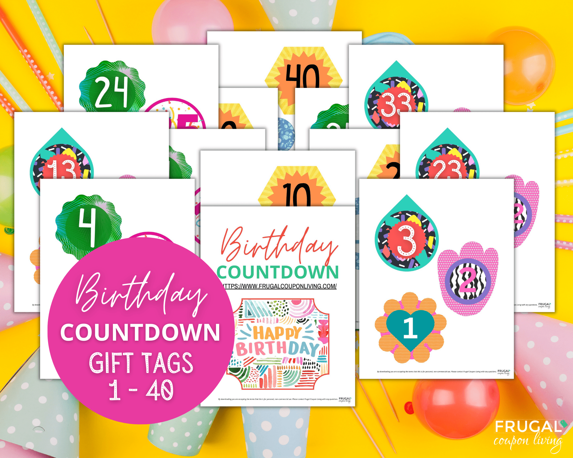 numbered birthday countdown labels for gifts