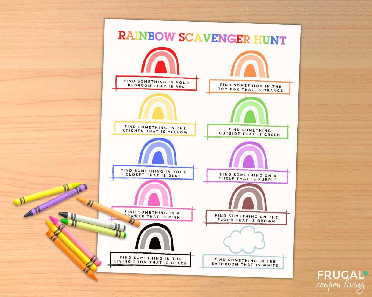 fun rainbow scavenger hunt for preschoolers