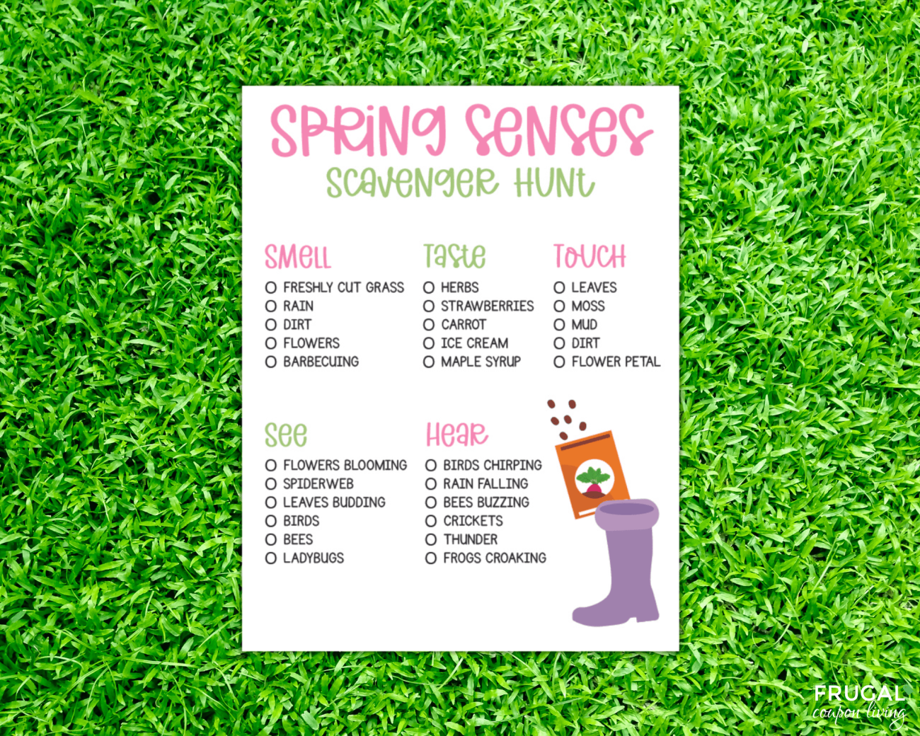 Five Senses Spring Scavenger Hunt Printable