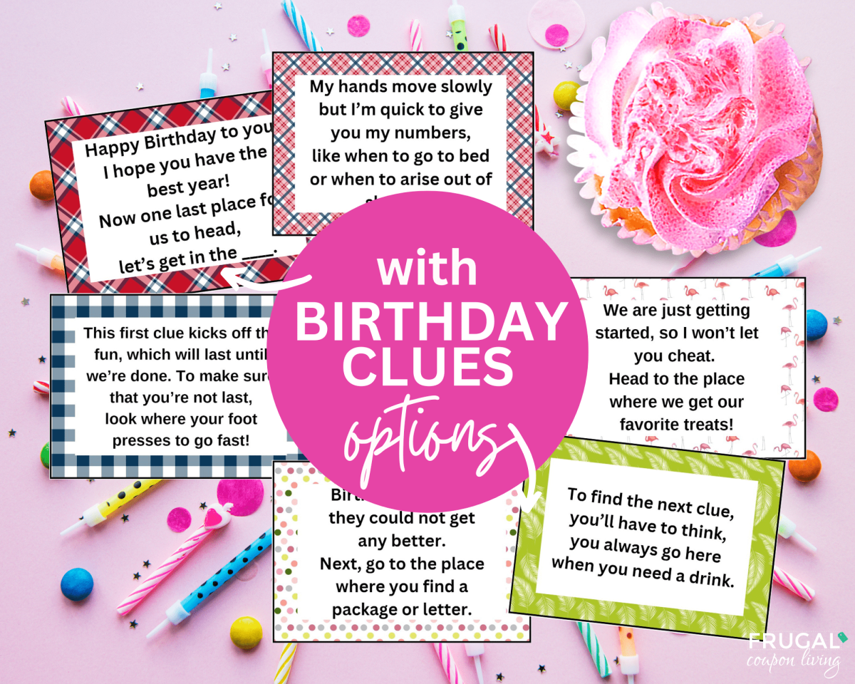 adult scavenger hunt for birthday printable clue cards