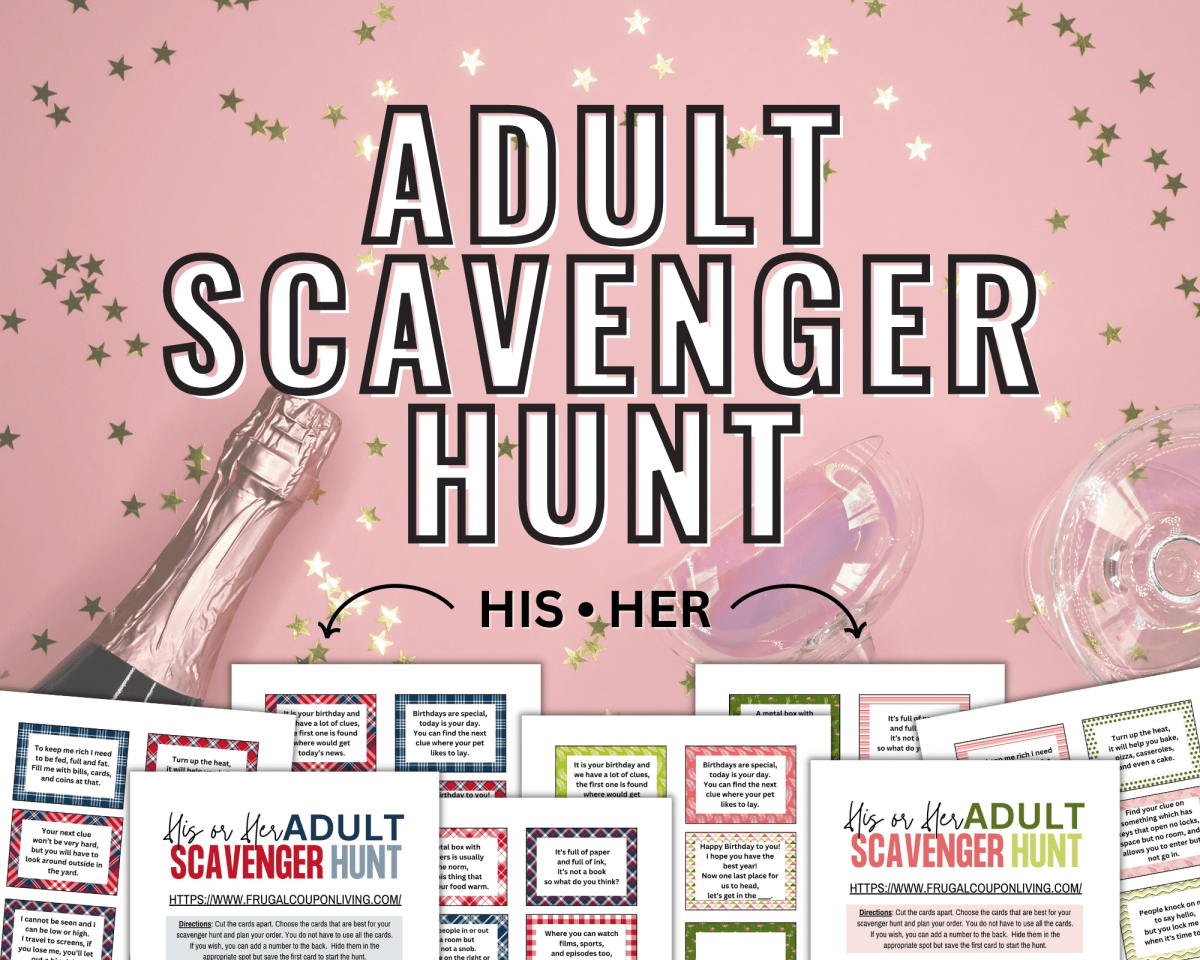 Scavenger Hunt Ideas for Adults printable clues