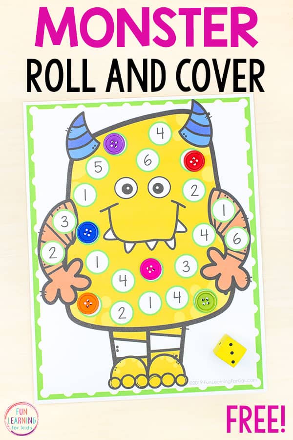 roll a dice game with monsters for young kids