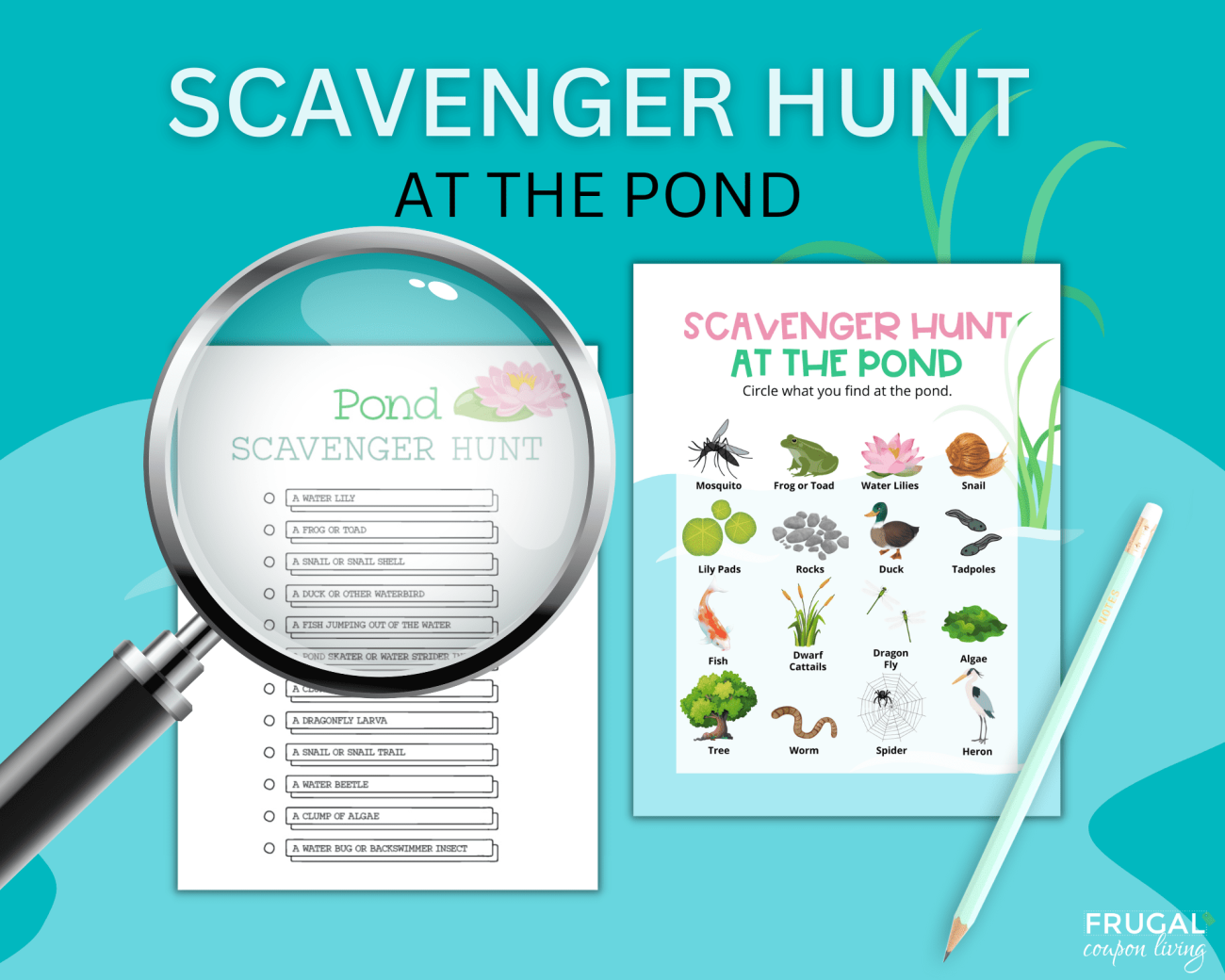 printable nature scavenger hunt ideas for kids at the pond