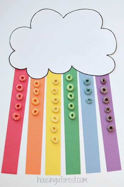 adorable rainbow math game activity for preschool with fruit loops