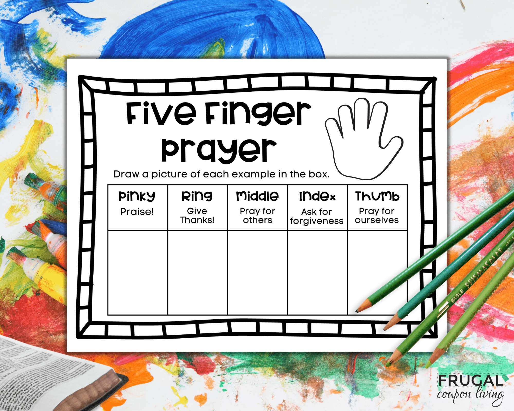 what is the five finger prayer method worksheet