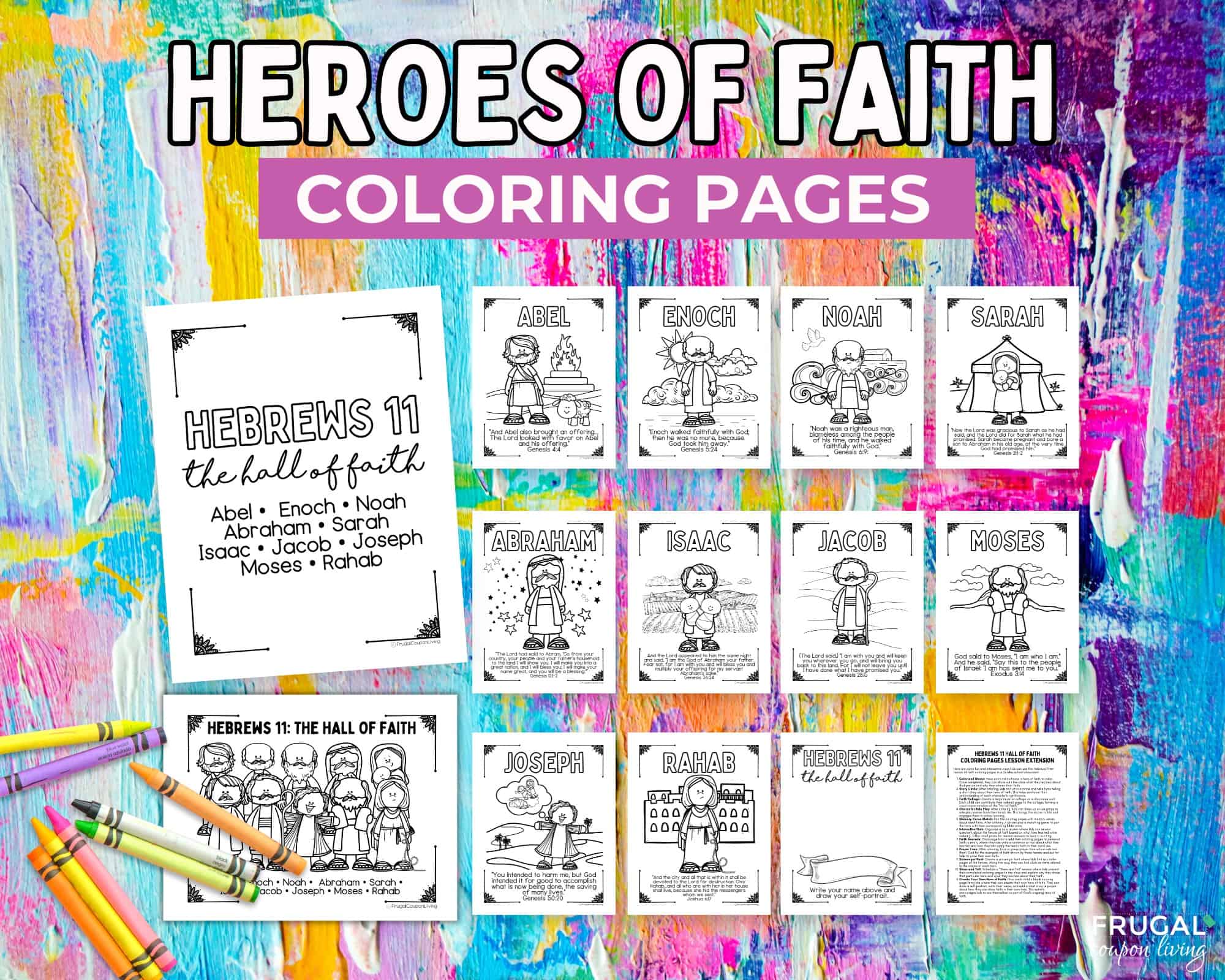 coloring hebrews 11 heroes of faith printable craft set
