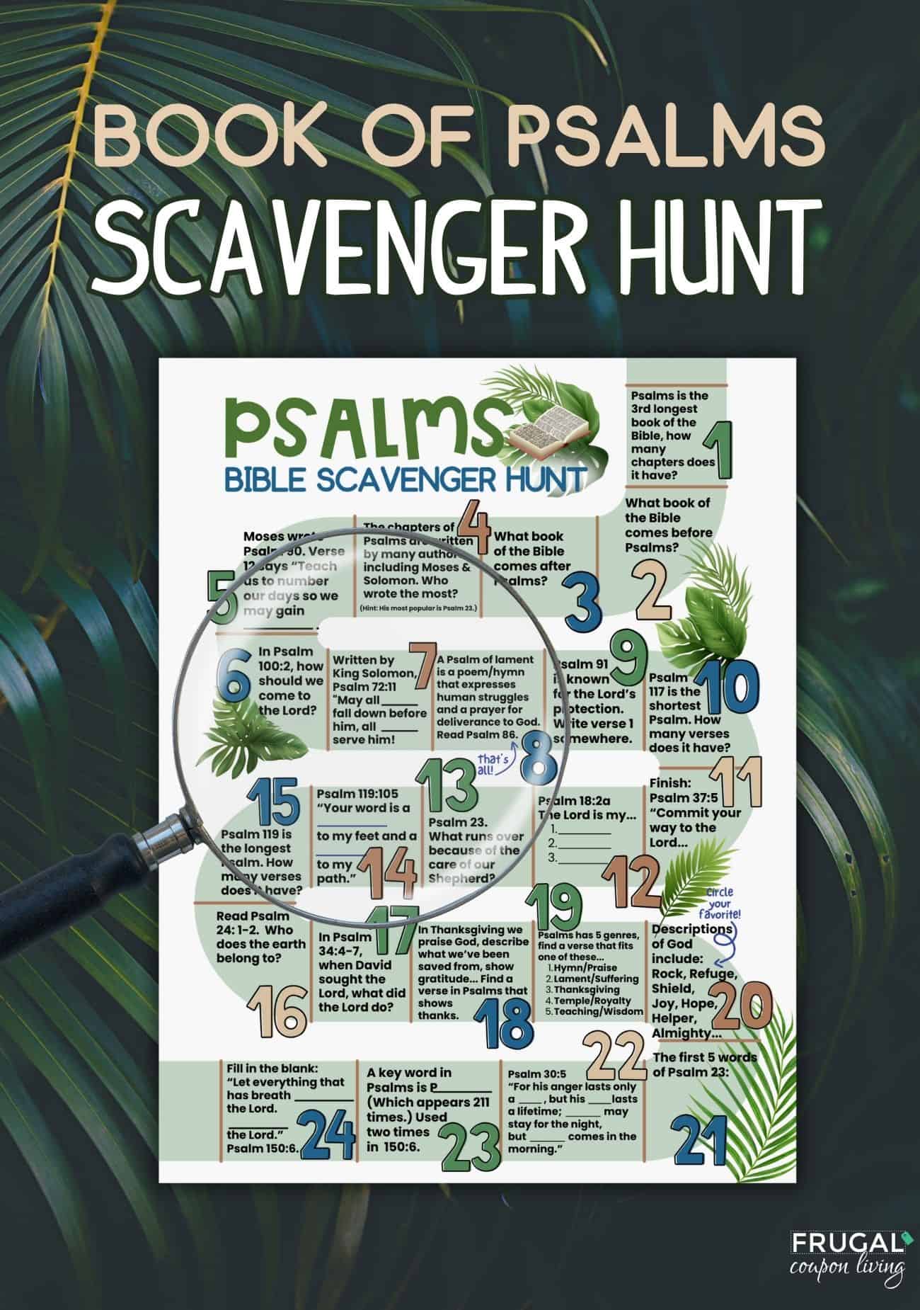 book of psalms bible scavenger hunt