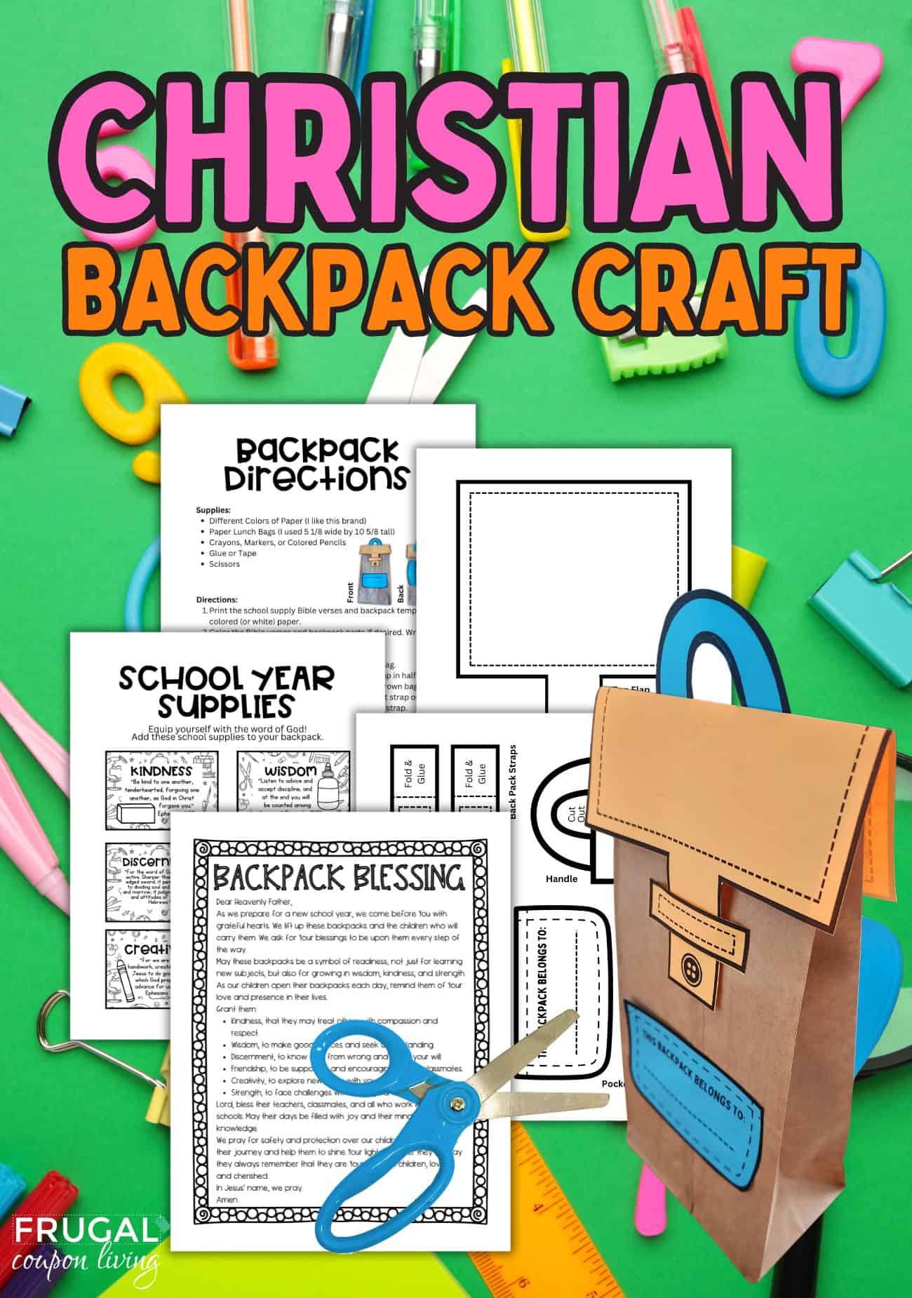Christian Crafts for back to School paper bag backpack