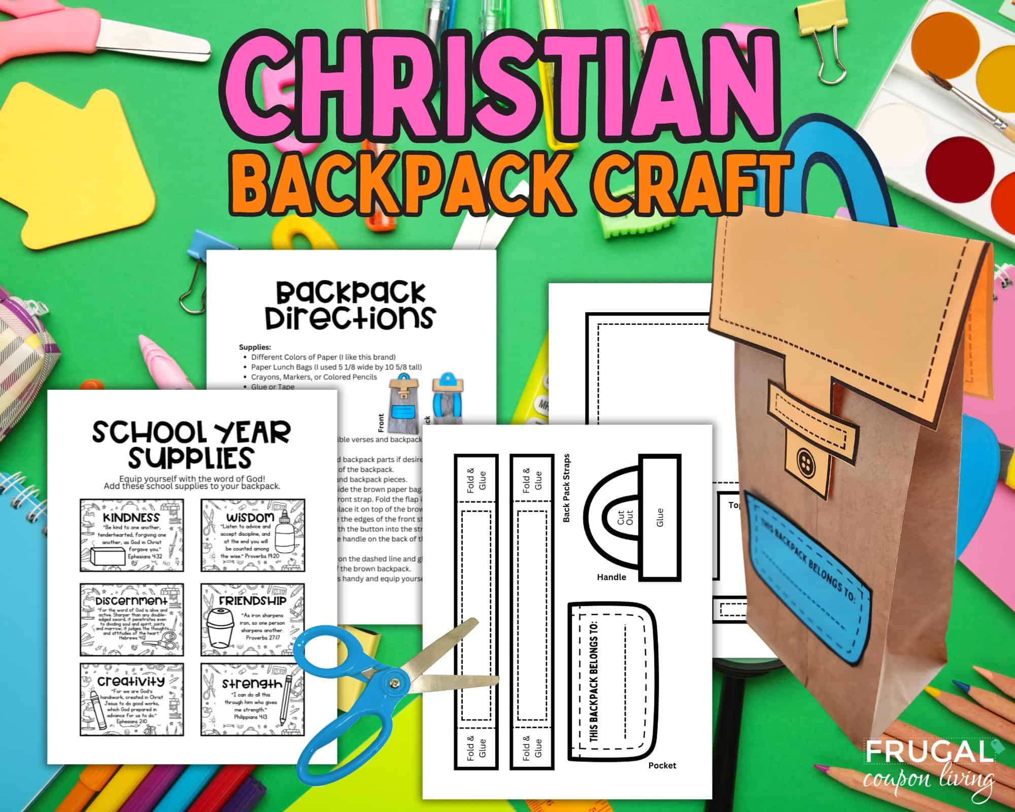 Christian craft brown paper bag backpack for kids