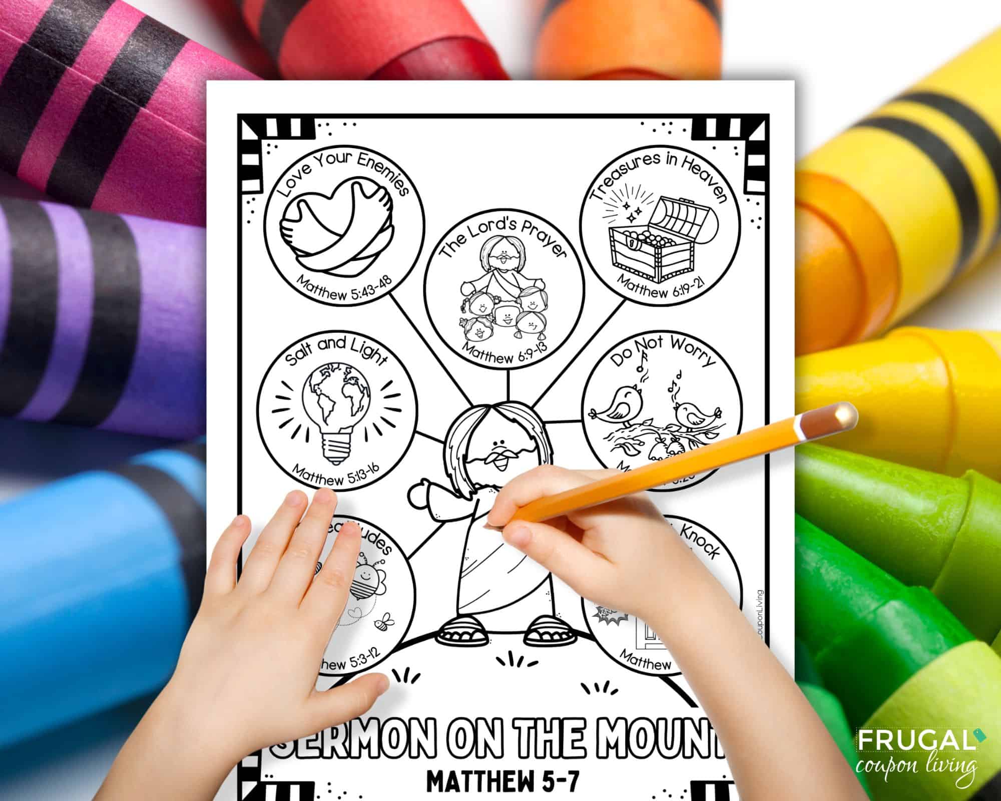 printable sermon on the mount coloring page for kids