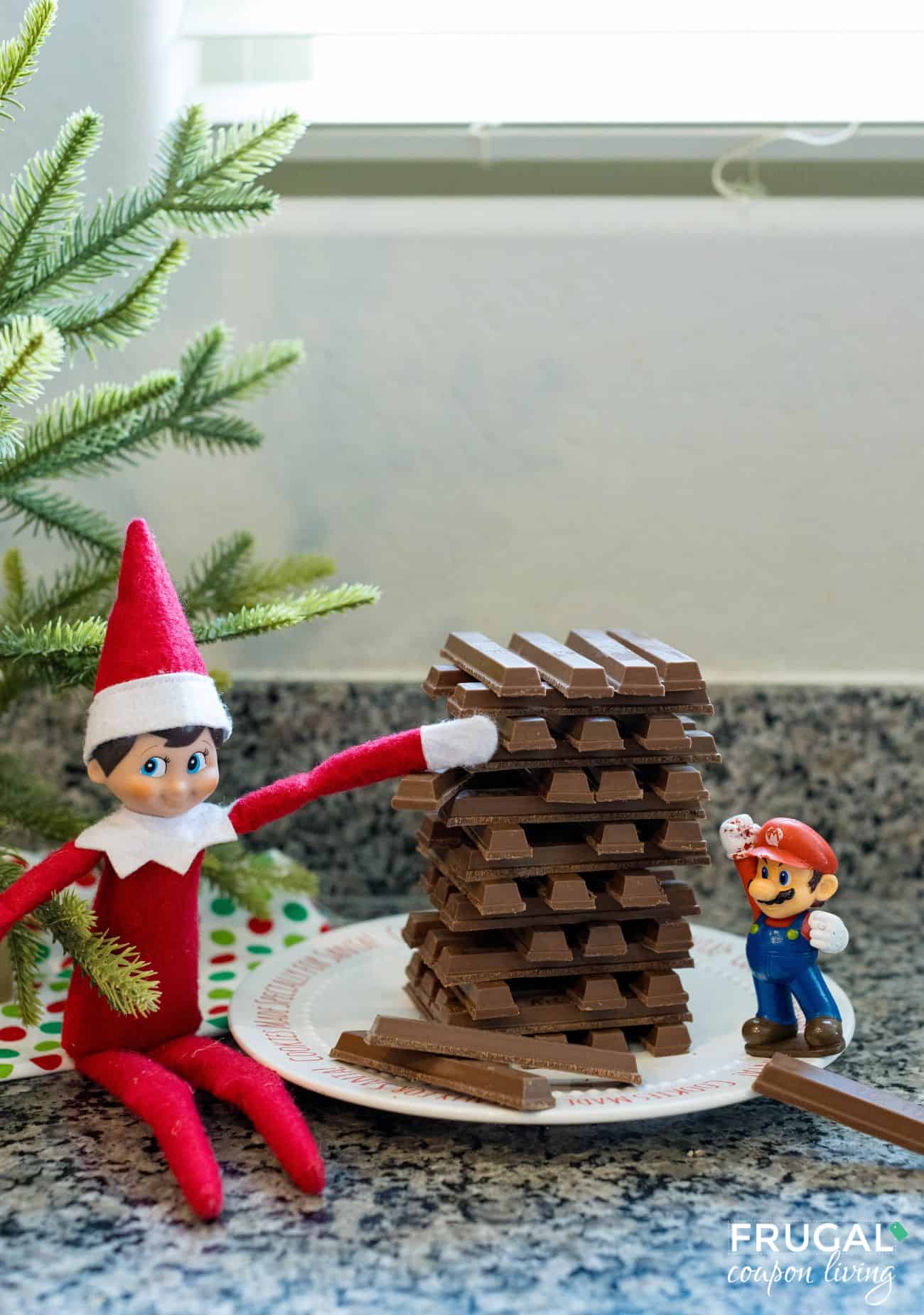 kit kat jenga game with The elf on the shelf