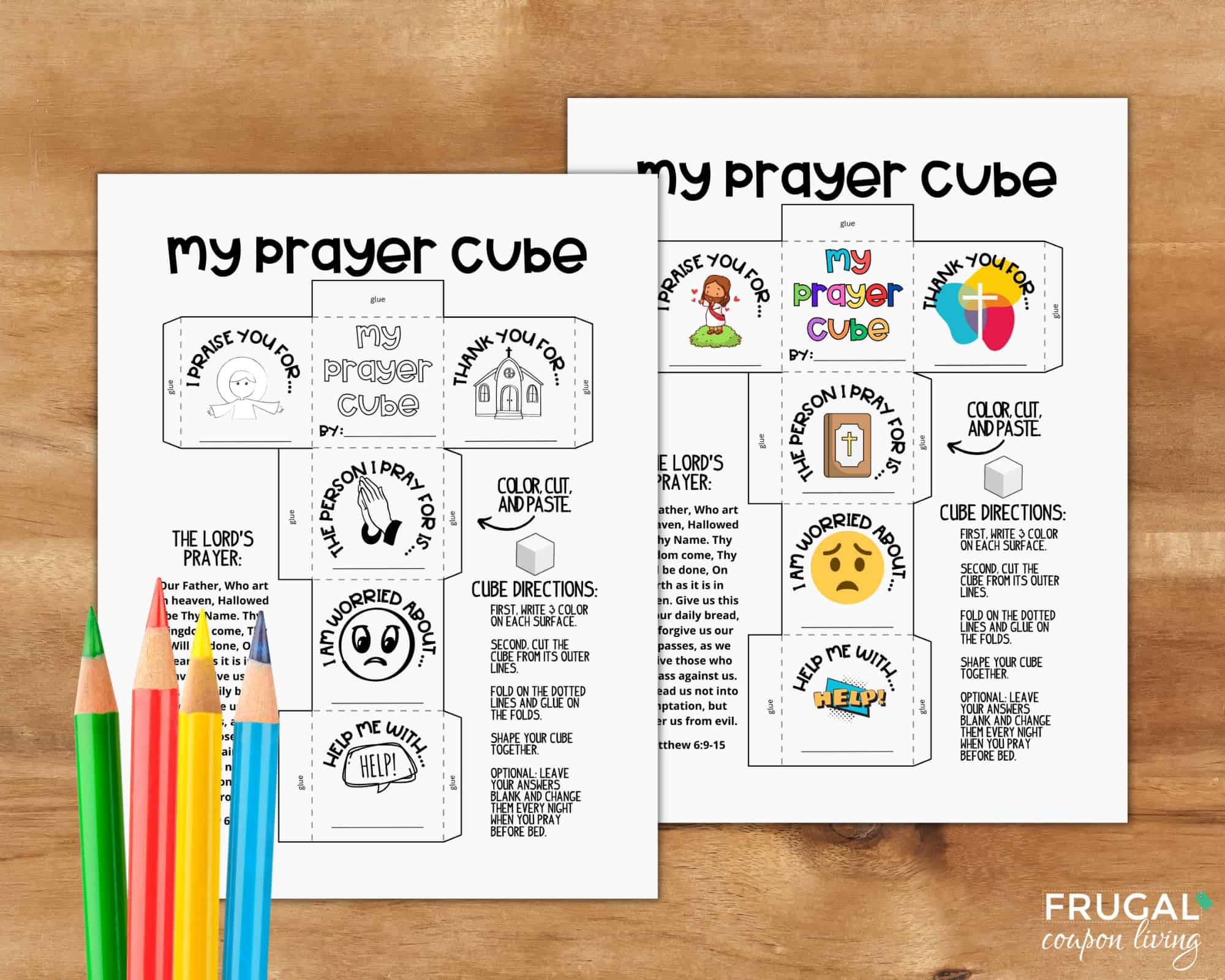 printable prayer cube for kids