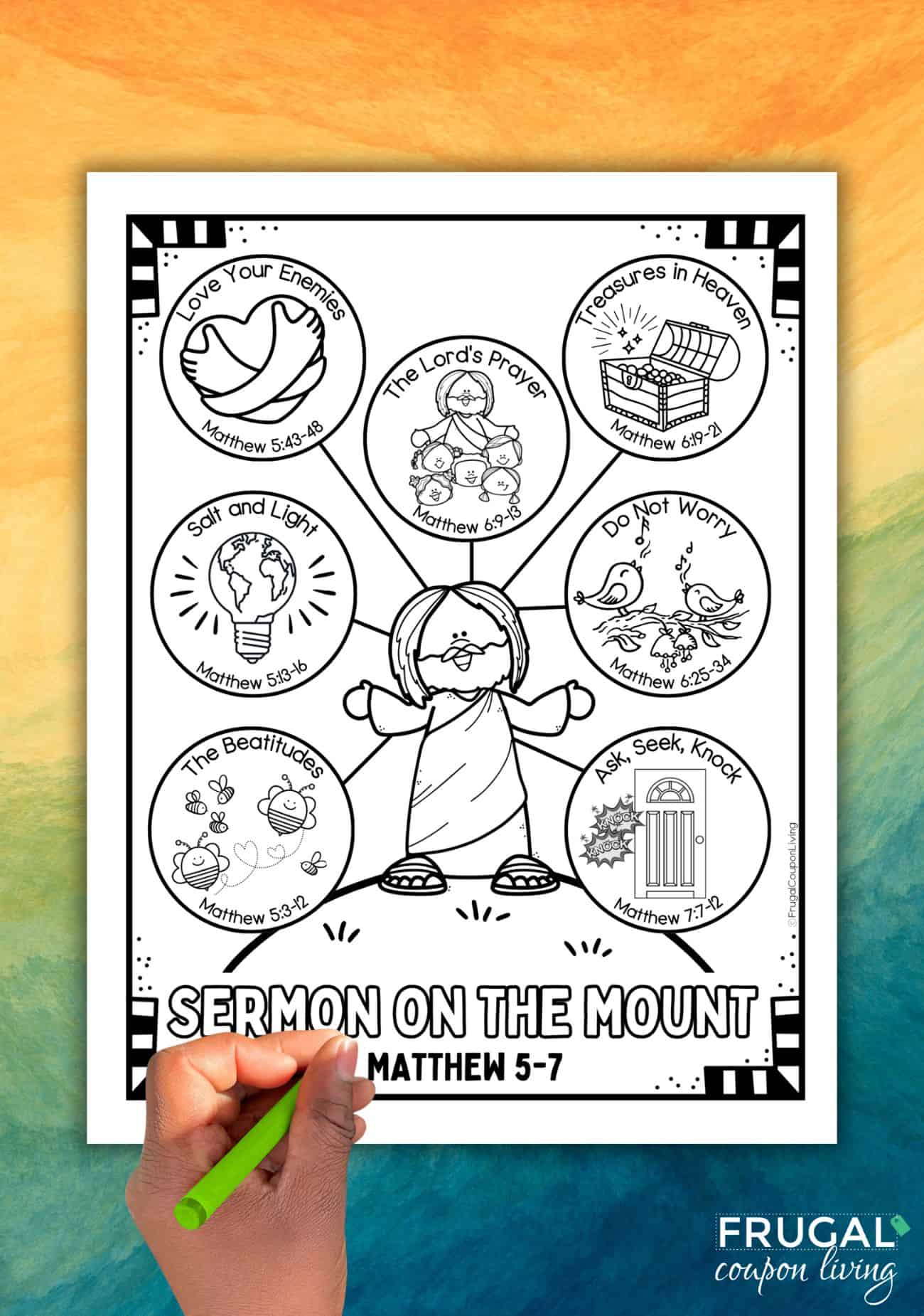 sermon on the mount coloring page for kids