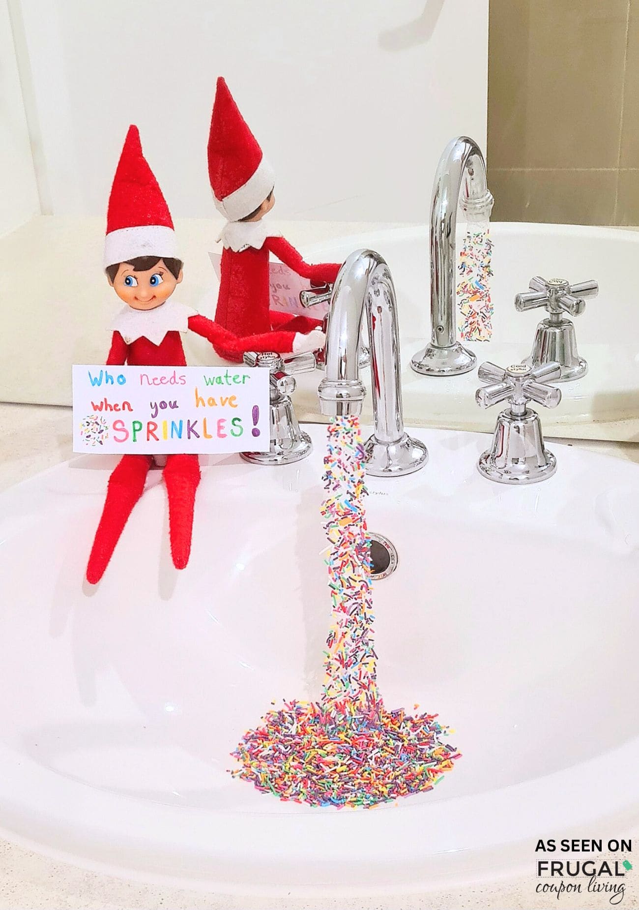 sprinkled sink elf on the shelf idea