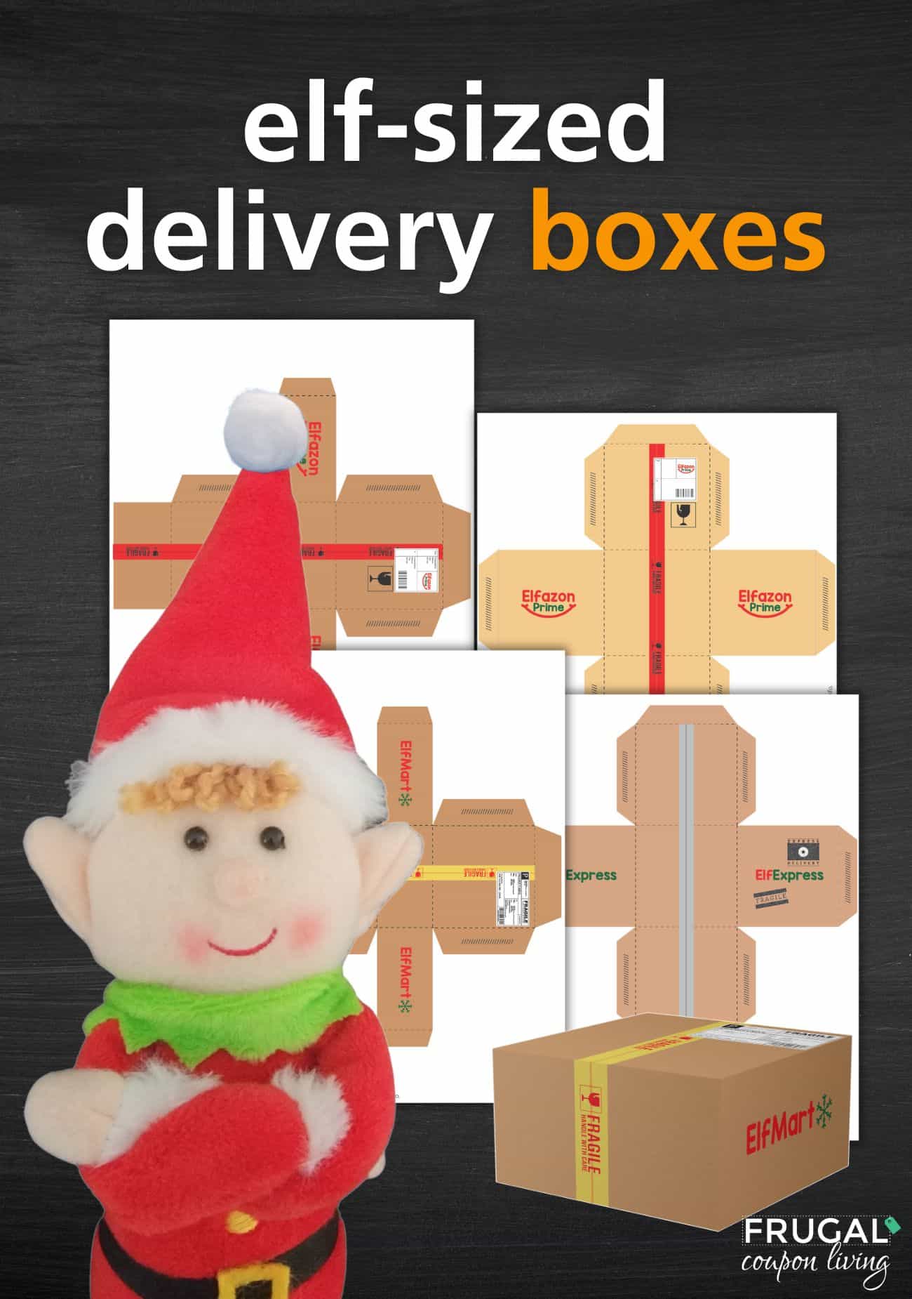 printable shipping boxes for the Christmas Elf