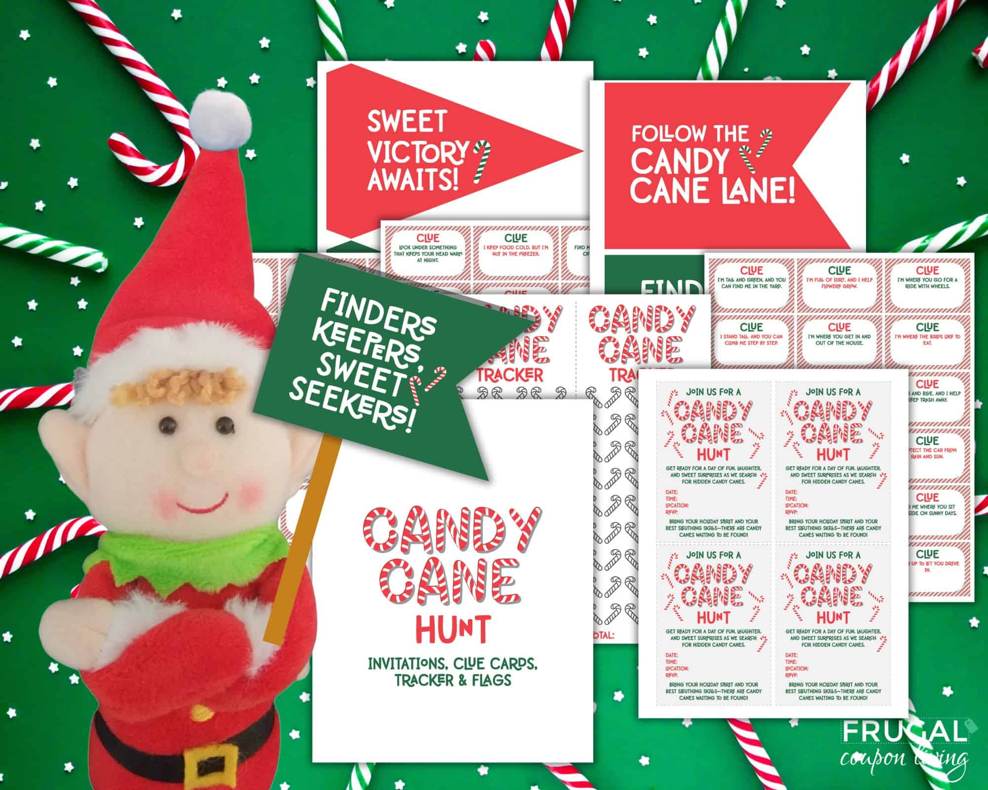 printable elf treasure hunt with candy canes