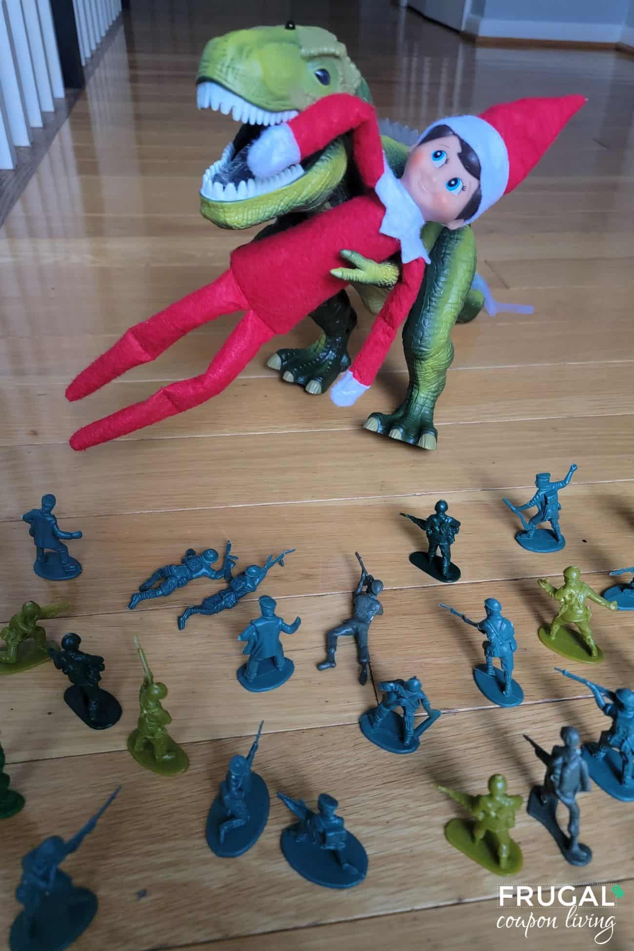 The Elf on the Shelf Dinosaur Idea with Army Men